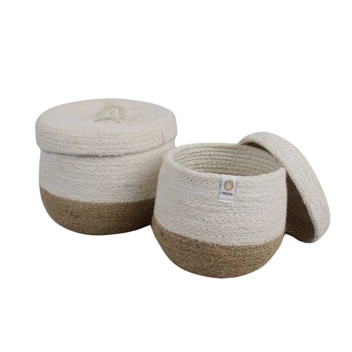 Juteset med lock - Natur/Vit för wholesale av Green Pioneer: A Slice of Green + ReSpiin