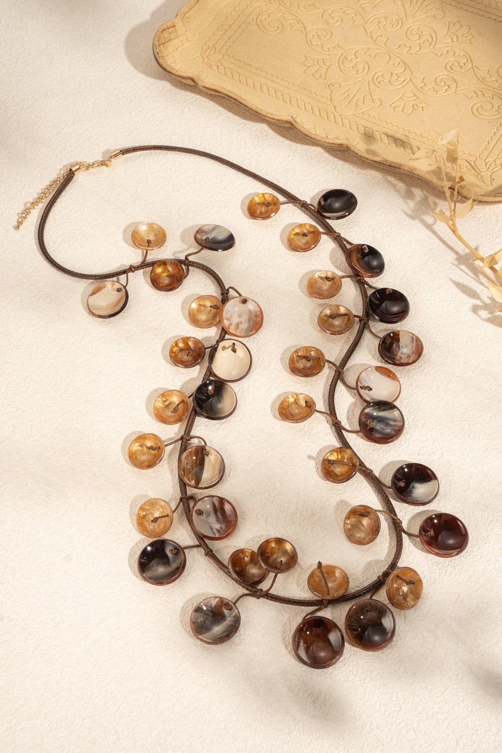 COSMOS - Wholesale Beaded/Pearl Necklace - Bohemian Chic Natural Marbled Resin Necklace1