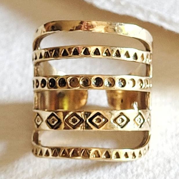 Brass ring wrap layered design handmade adjustable for wholesale by Bisjoux