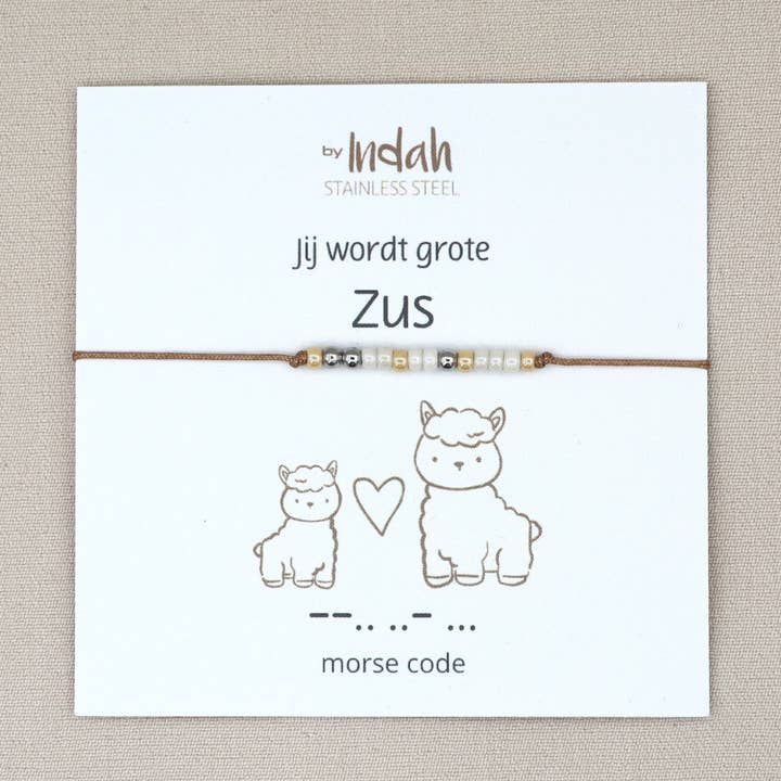 by Indah – wholesale Beaded bracelet – Kids – Jij wordt grote zus morse code bracelet– stainless steel3