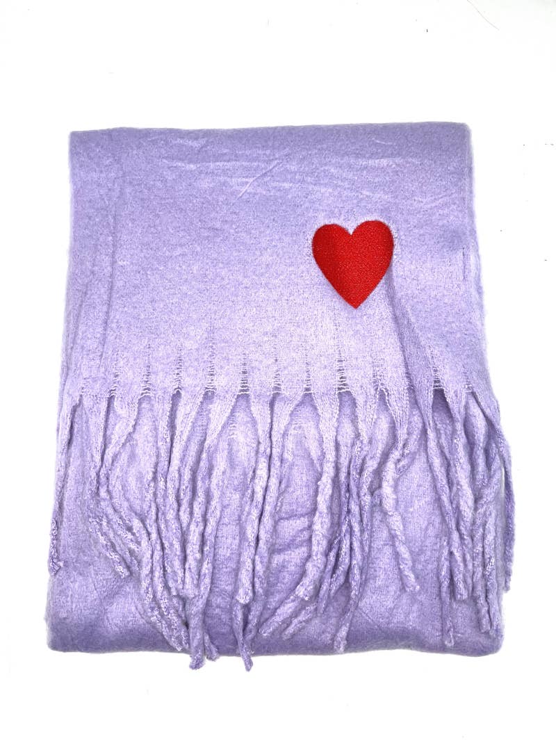 LINETA - Venta al por mayor Bufanda - Mujer - Bufanda grande con flecos y corazón bordado HH-2103