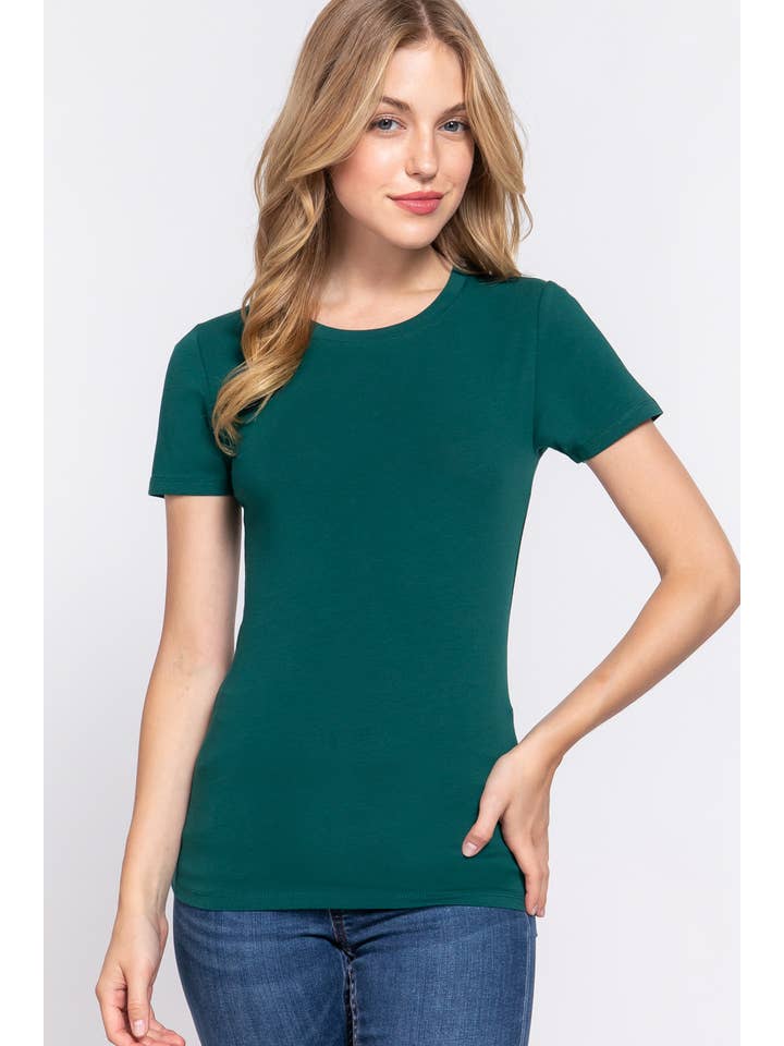 Active Basic | Active USA - Wholesale T-shirt – women's - Short Sleeve Crew Neck Cotton Spandex Jersey Top37