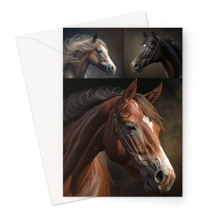Carte de vœux Trois en un cheval pour la vente par Wild And Arty