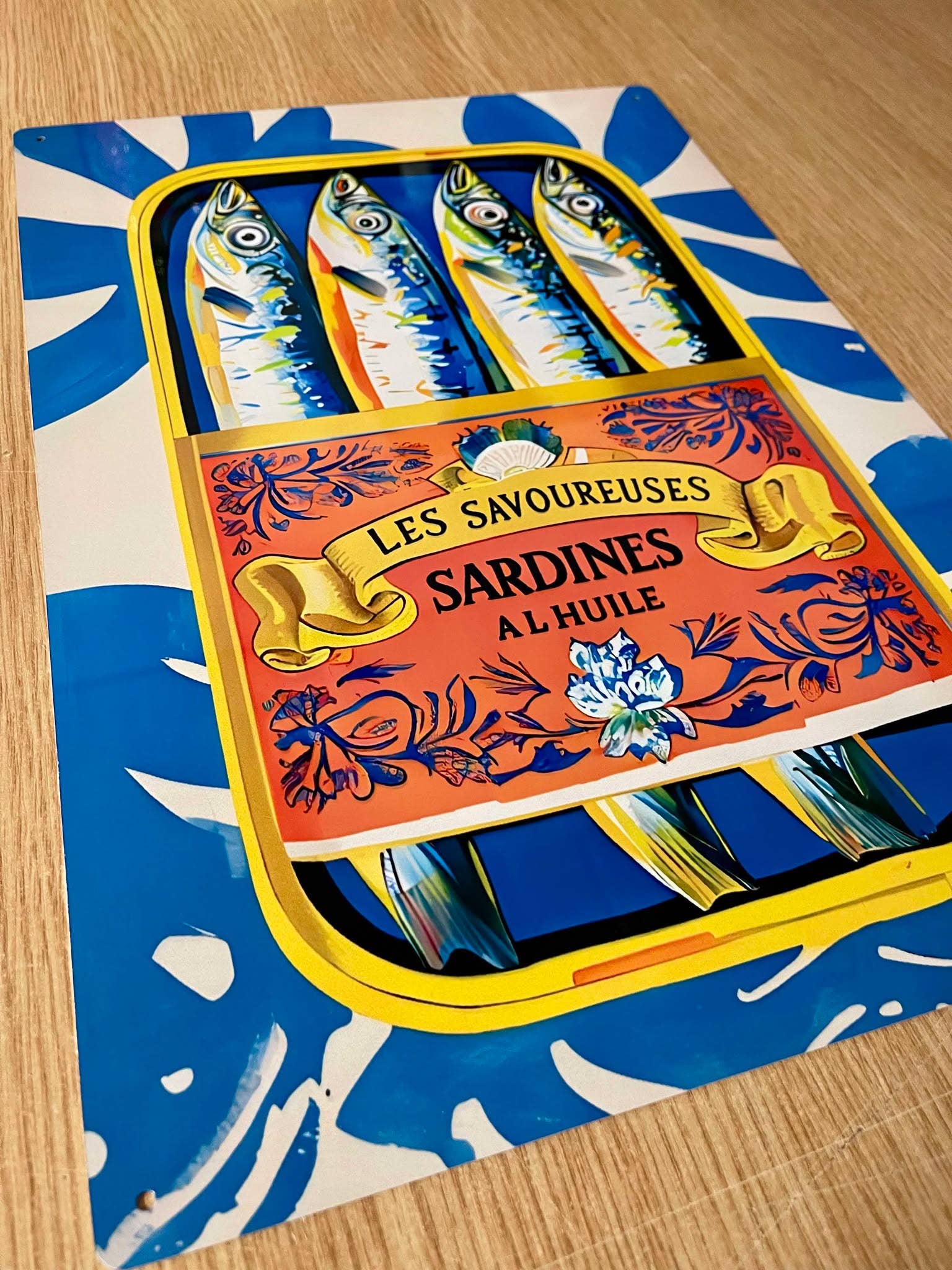The British Metal Signs Company – wholesale Skylt – Metallskylt med illustration av sardiner för köket3