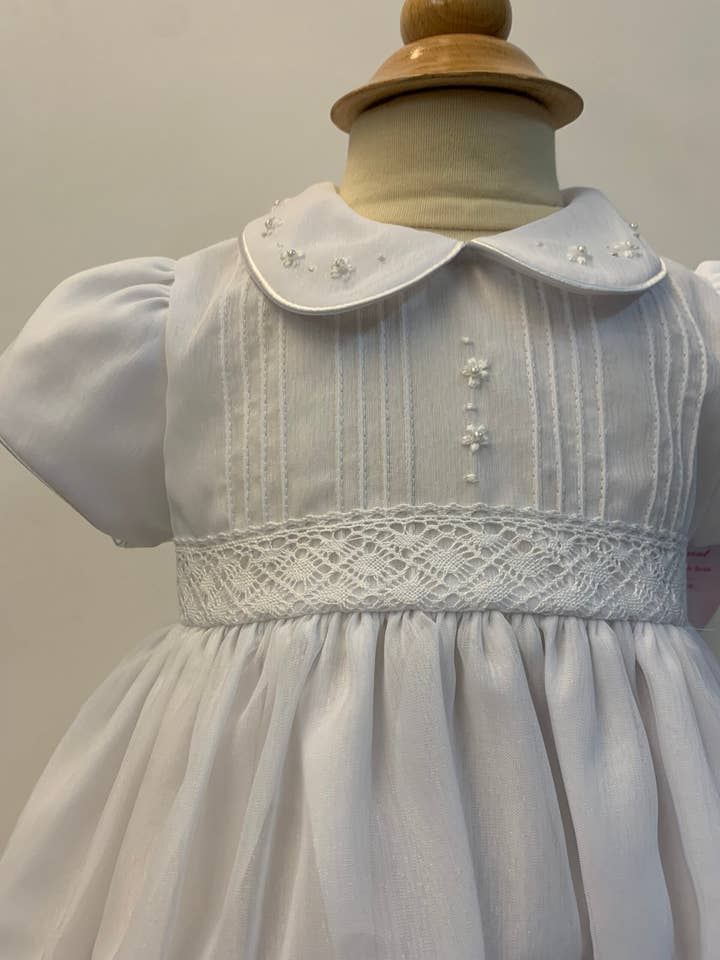 Will'beth - Wholesale Dress Set - Baby - 16630 Elegant White Dress w Bonnet