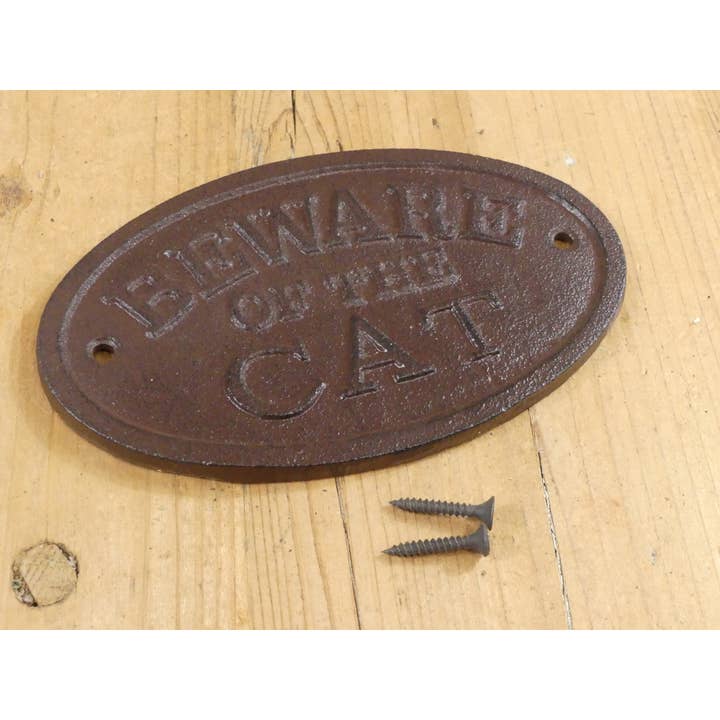 Midwest Craft House - Wholesale Sign - CAST IRON BEWARE OF THE CAT SIGN2