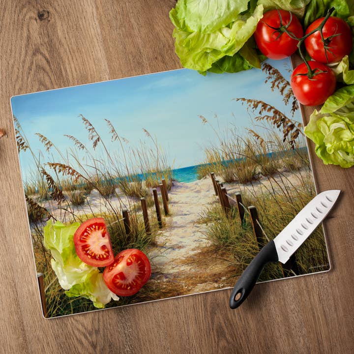 CounterArt/Highland Home/Thirstystone/CoasterStone - Wholesale Cutting Board - Path To The Ocean 15" x 12" Tempered Glass Cutting Board