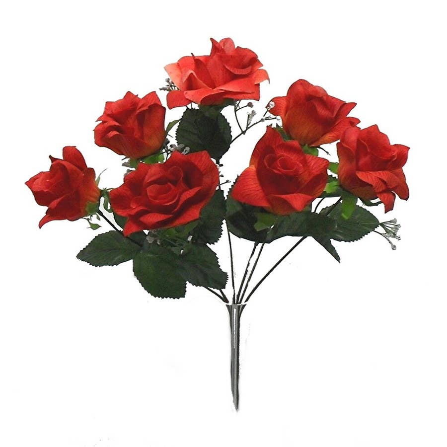 TF Publishing - Paper Goods - Wholesale Artificial Flowers - Open Rose Pack of 12 Bushes 14in Coral0