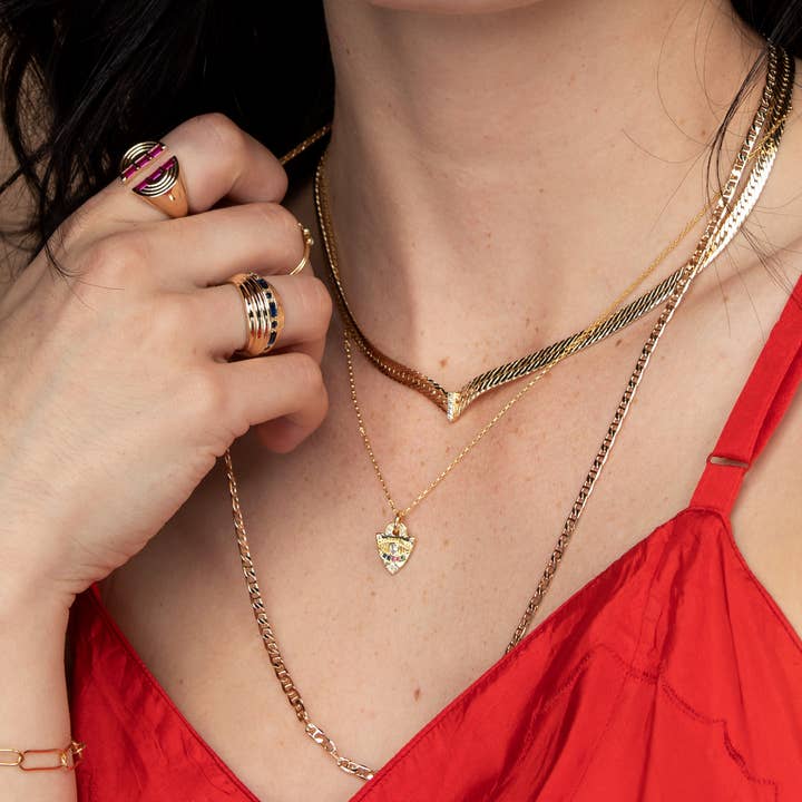 Glamrocks Jewelry - Wholesale Link & Chain Necklace - CZ Chevron Herringbone Necklace- Clear3