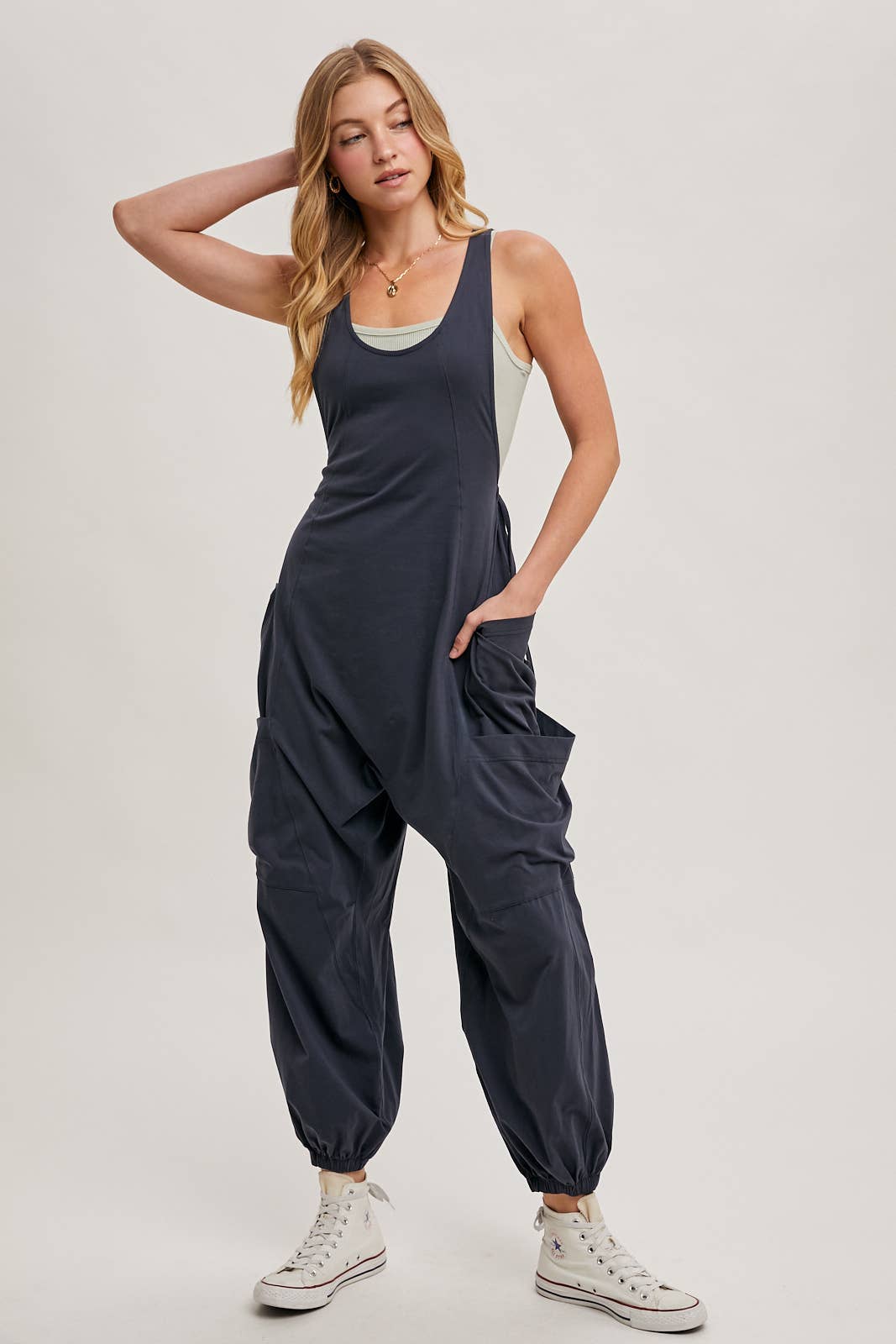 Bluivy - Wholesale Jumpsuit - Women's - RELAXED FIT BEGGY PANTS JUMPSUIT WITH POCKETS0