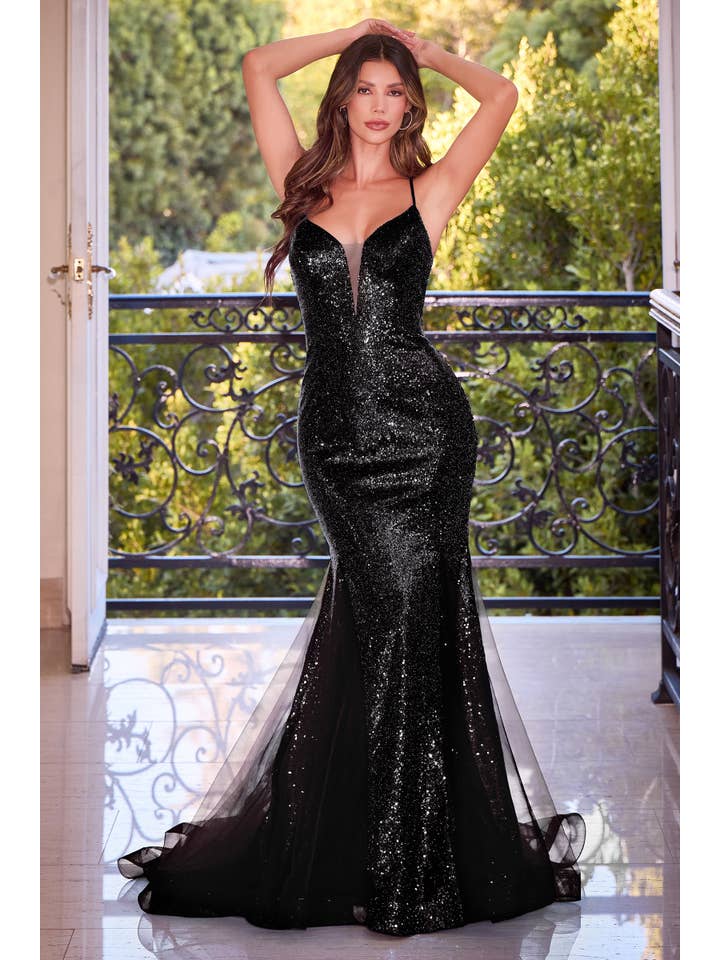 Ladivine by Cinderella Divine - Wholesale Gown - Women's - SEQUIN FITTED GOWN