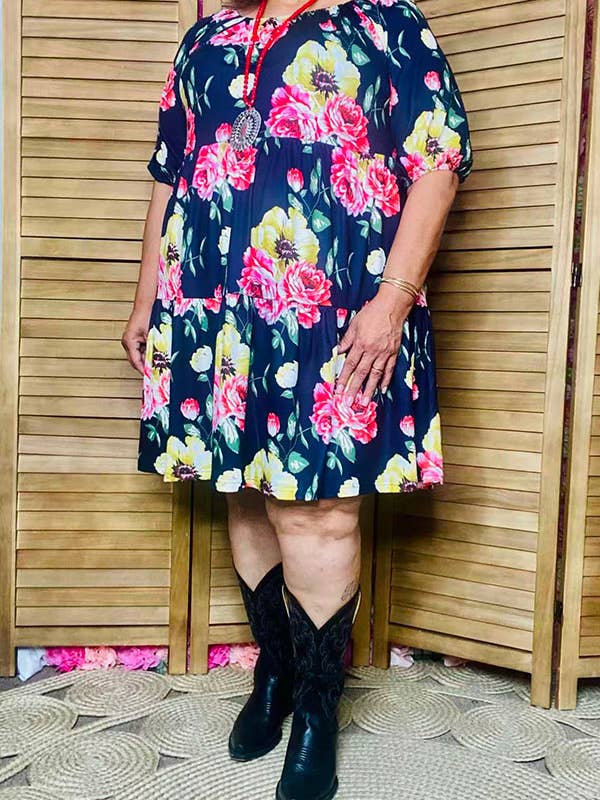 luluclothes - Wholesale Dress - Women's - Floral print off shoulder short sleeve women dress GJQ1515510