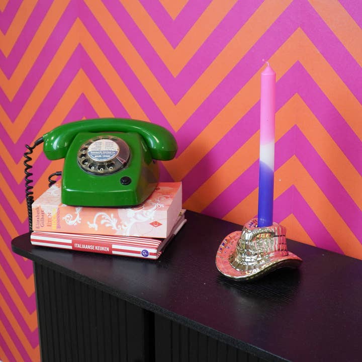 Housevitamin bv - Wholesale Candle Holder - Candle Holder - Cowboy Hat-Ceramic- Gold - 13,5x11x7 cm3