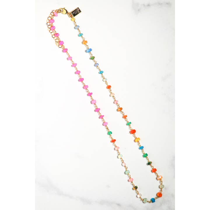 Native Gem - Wholesale Beaded/Pearl Necklace - NEON RAINBOW OPAL NECKLACE