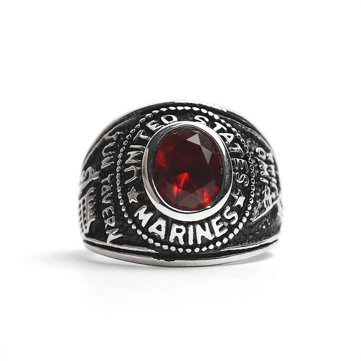WJW - Wholesale Cocktail/Statement Ring - United States Marine Corp Stainless Steel Women's Ring