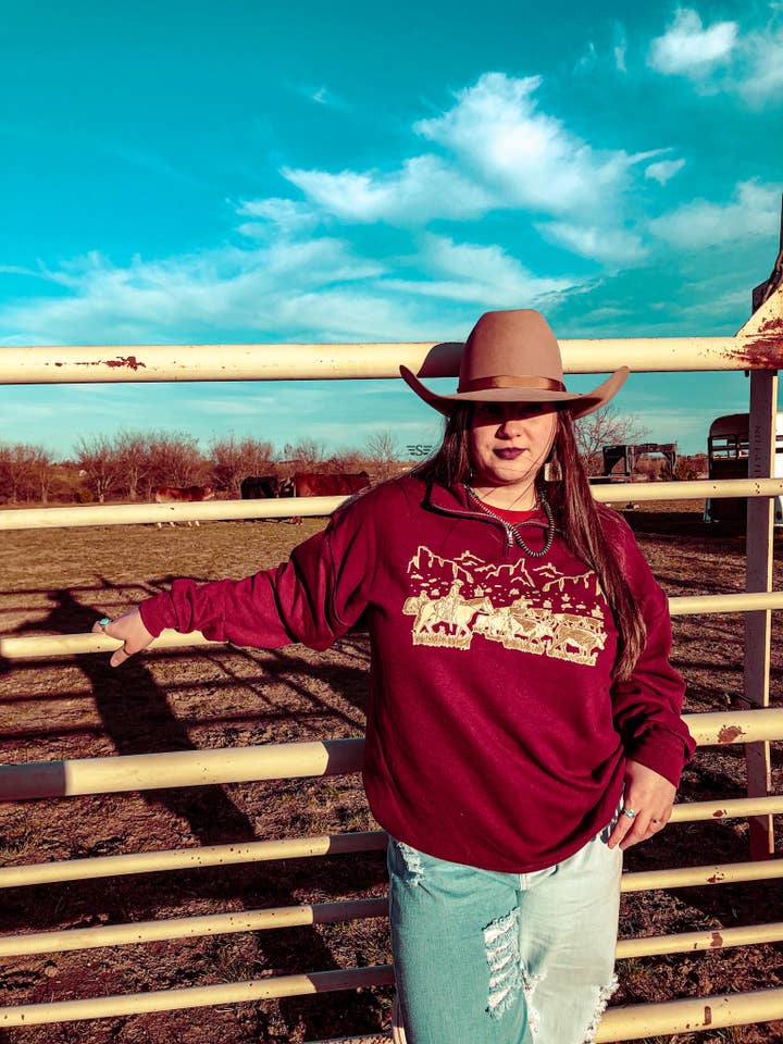 Flying S Company - Wholesale Graphic sweatshirt – Women’s - Cattle Drive Quarter Zip4