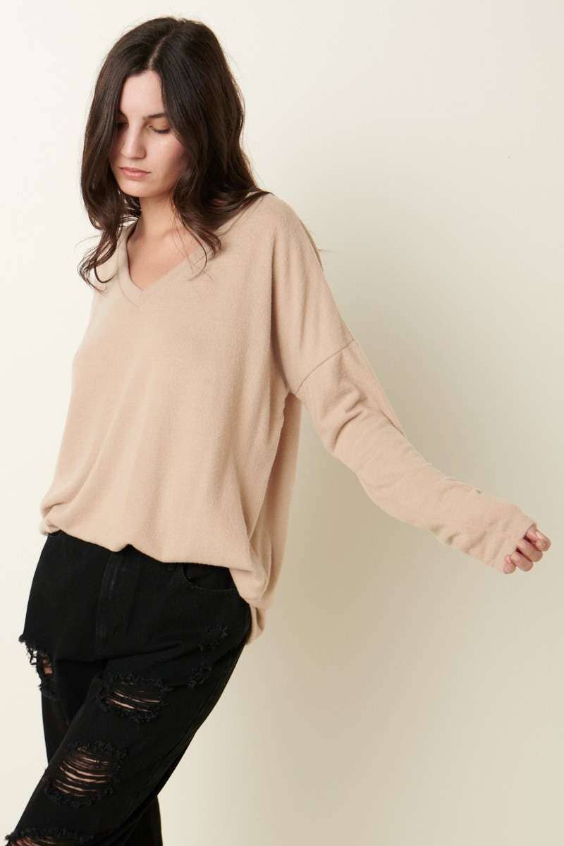 mittoshop - Venta al por mayor Jersey corto de punto - Mujer - TOP DE PUNTO CON CUELLO EN V ESTILO HACCI CEPILLADO T102227
