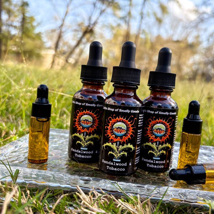 Sandalwood & Tobacco Beard Oil for wholesale by Little Shop of Smelly Goods