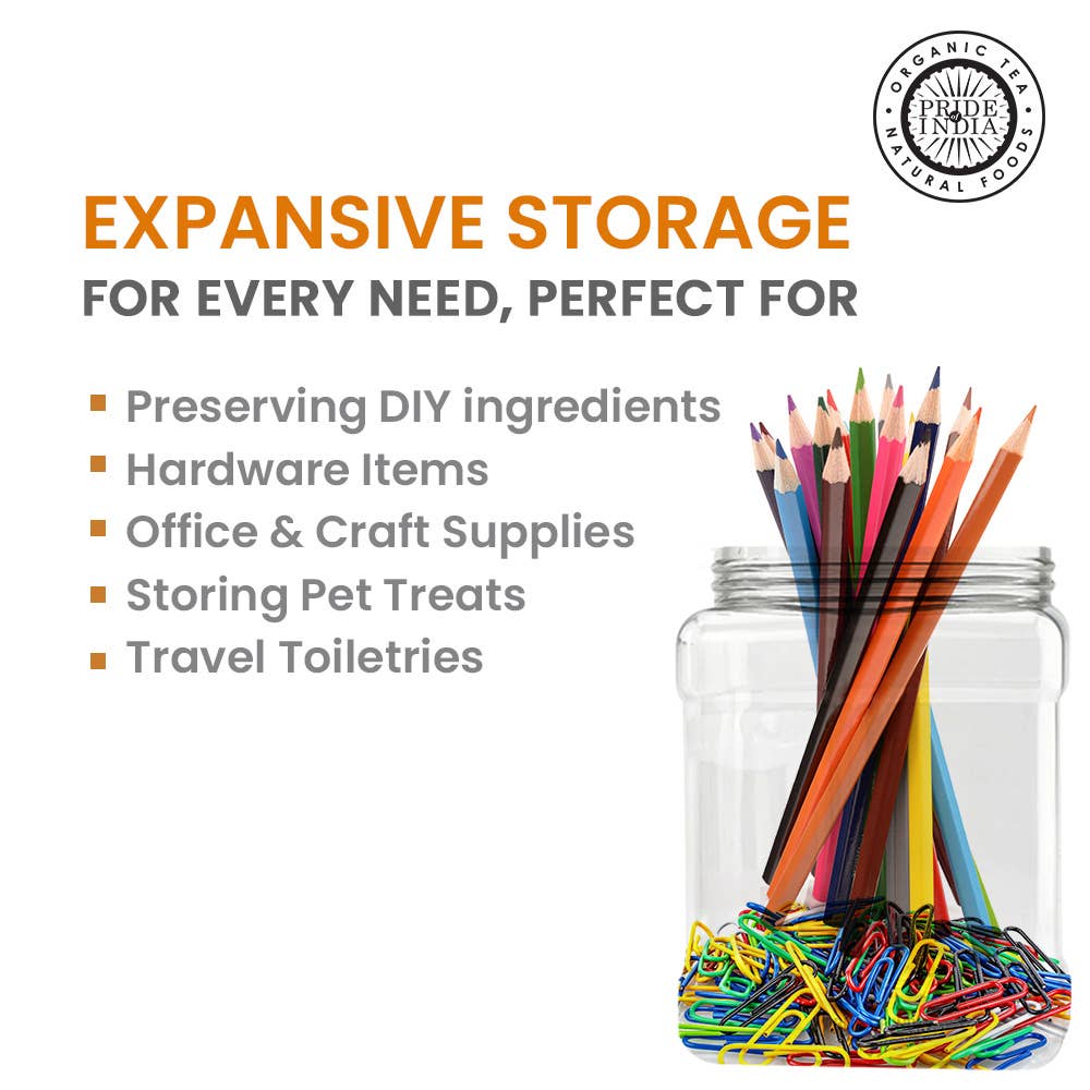 PRIDE INDIA BRANDS – wholesale Jar – Clear PET Storage Jars with Caps25