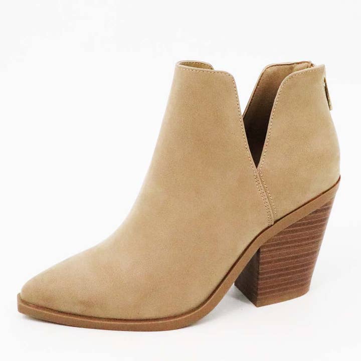 Mars Sky Shoes Wholesale - Wholesale Booties - Women's - Bamboo UPSTREAM-13 Women Chunky Heel Cutout Slipon Booties