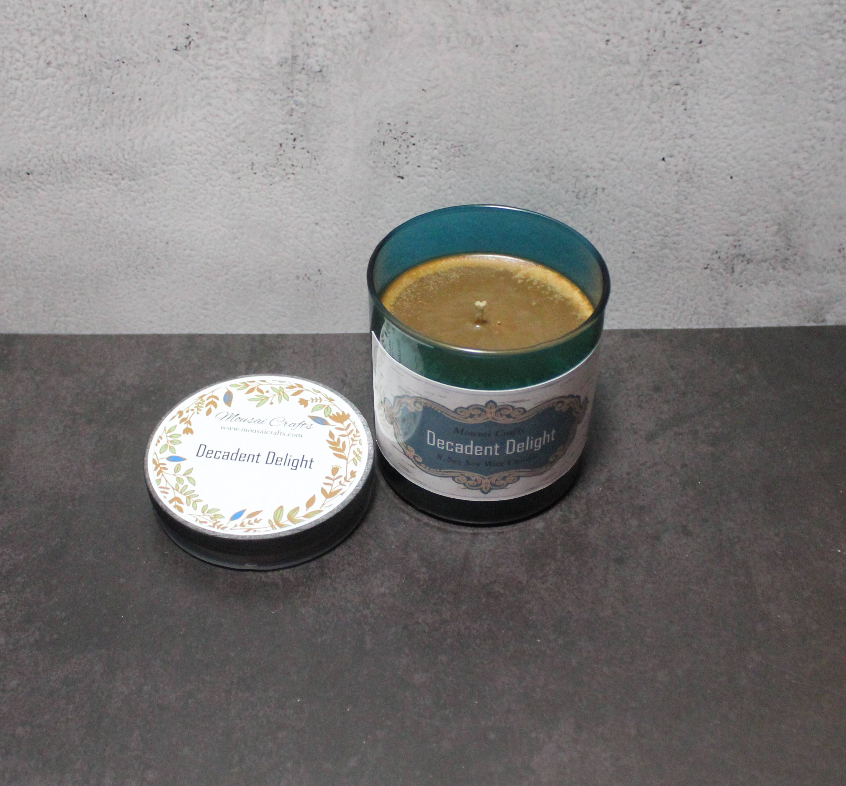 Mousai Crafts - Wholesale Jar/Filled Candle - Decadent Delight 8.5oz Soy Wax Candle6