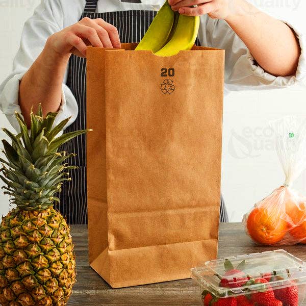 EcoQuality - Wholesale Grocery/Shopping Bag - 20Lb Jumbo Kraft Brown Grocery Tall Paper Lunch Bags4