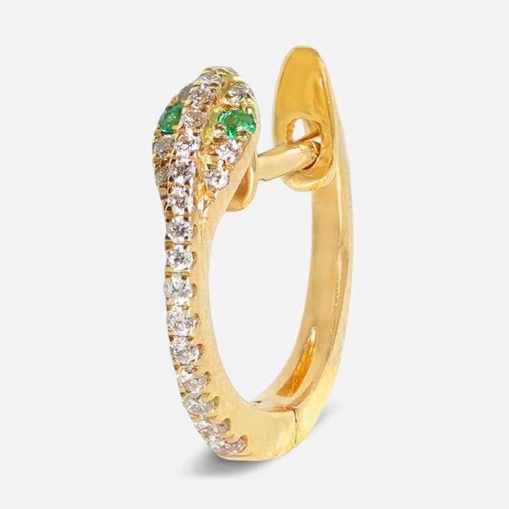 Porter Lyons - Venta al por mayor Pendientes de aro pequeños - Aro Diamond Snake - Emerald Eyes | Individual0