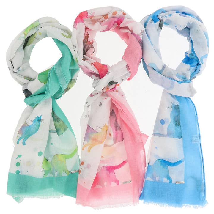 Joe Davies - Wholesale Scarf - Women's - Many Cats Printed Scarf