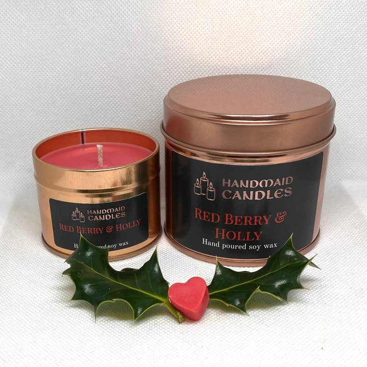 Red Berry & Holly Scented Candle for wholesale by HandMaid Candles