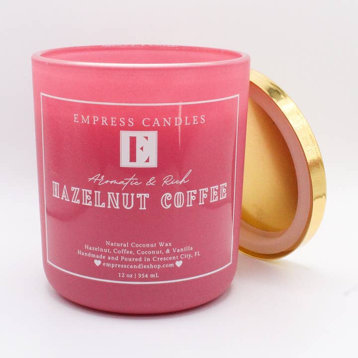 Natural Nontoxic & Vegan Long Burning Time Hazelnut Vanilla Coffee Candle for wholesale by Empress Candles