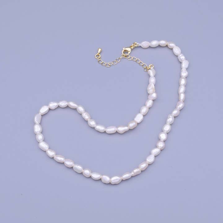 Colar Minimalista de Pérolas de Água Doce Naturais Brancas de 6mm, 14 Polegadas | Preço de Liquidação WA-1465 por atacado de Aim Eternal