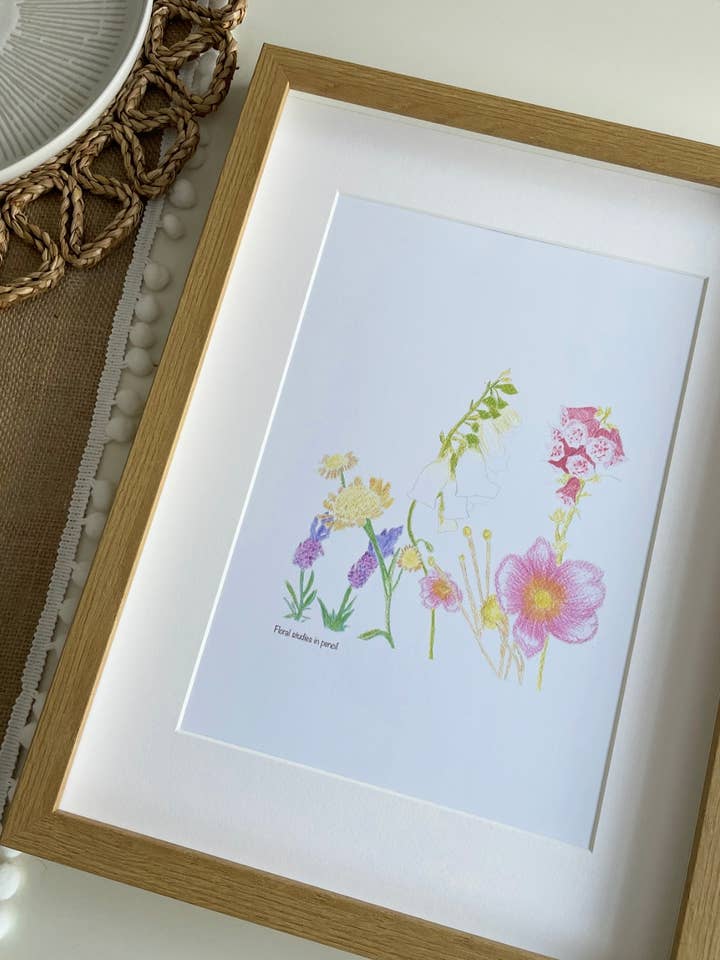 A4 Floral studies in Pencil Art Print. for wholesale by Ruth Goodwin Designs