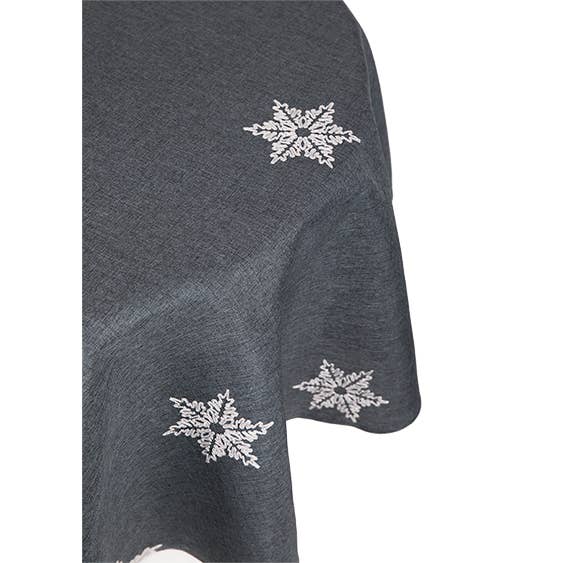 Xia Home Fashions & Manor Luxe - Vendita all'ingrosso Tovaglie - Tovaglia rotonda natalizia con fiocchi di neve scintillanti da 178 cm4