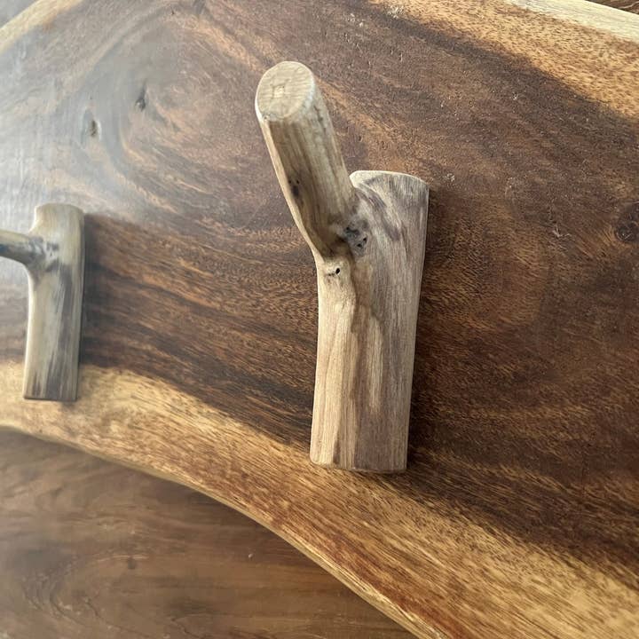 Tuckahoe Hardwoods - Wholesale Coat Rack - Live Edge Wood Coat Rack with Natural Wood Hooks - 48" long1