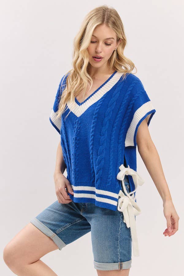 Sewn and Seen - Wholesale Sweater Vest - Women's - Cable Knit Varsity Sweater Vest28