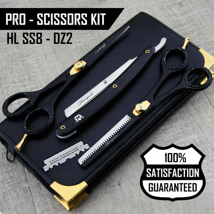 Haryali London - Wholesale Hair Scissors - Professional Barbers Hair Cutting & Thinning Scissors Set with Razor