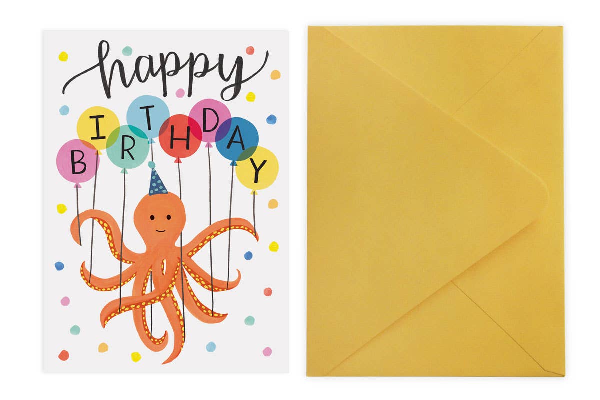 LoveLight Paper – wholesale Birthday card – Octopus Balloons - Birthday Card1