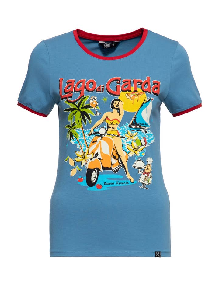 KING KEROSIN – Großhandel T-Shirt – Damen – Ringer T-Shirt «Lago di Garda»10