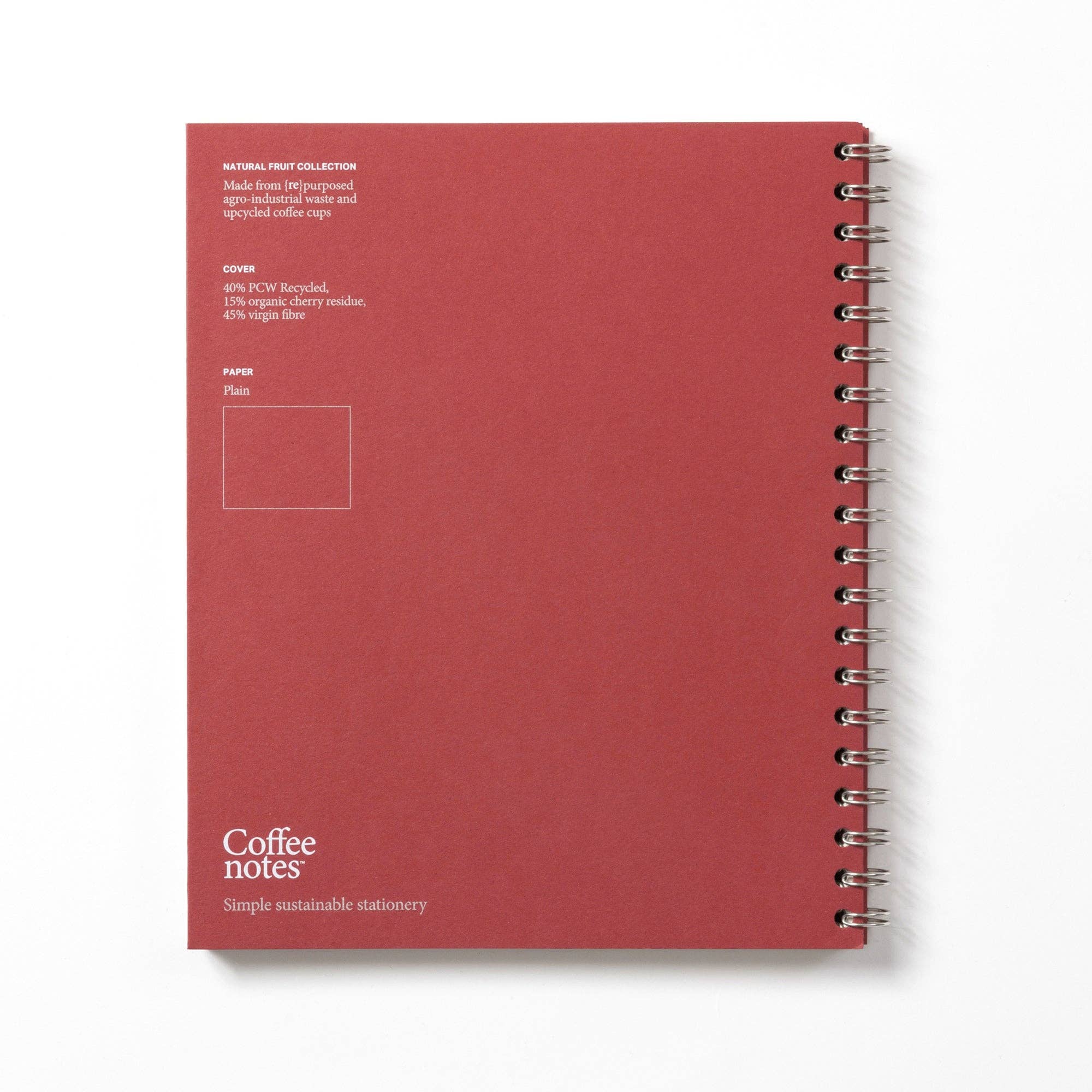 Coffeenotes – wholesale Notebook – Cherry Wirebound Notebook (Plain)2