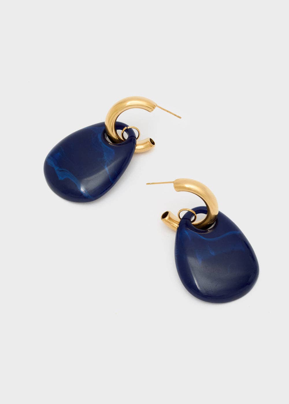 NALI' - Wholesale Dangle Earrings - ADA S. STEEL RESIN EARRINGS GOLD/BLUE - N643