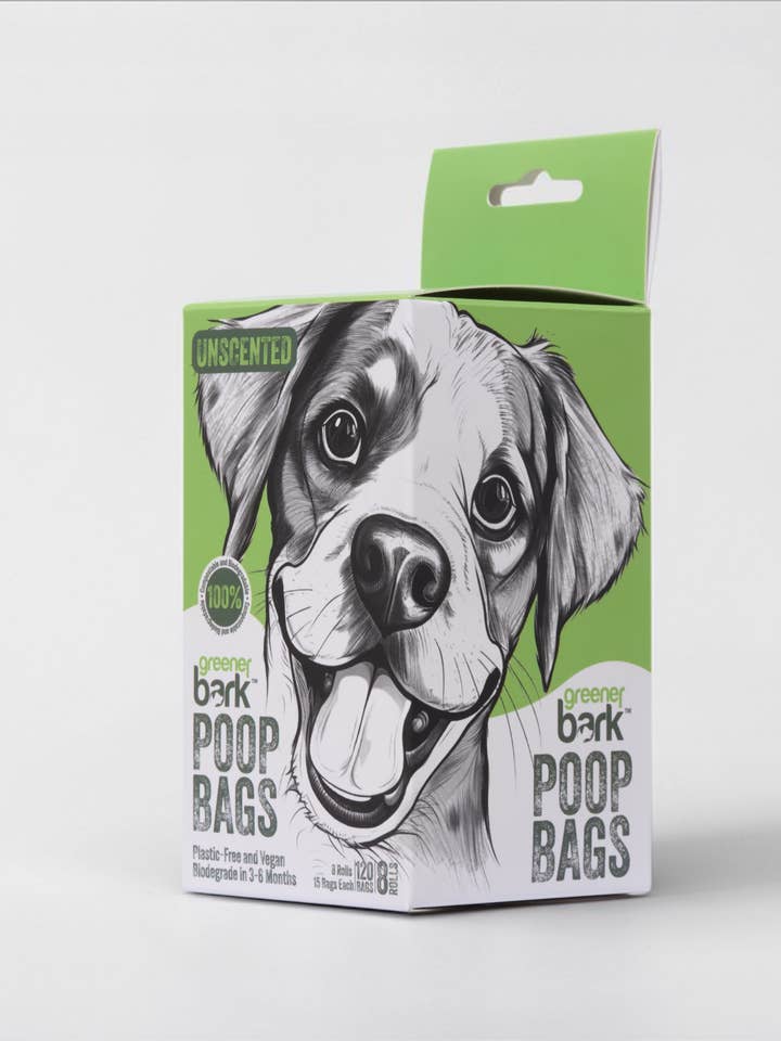 100% Certified Compostable Dog Poop Bags | 8 Rolls for wholesale by Greener Bark