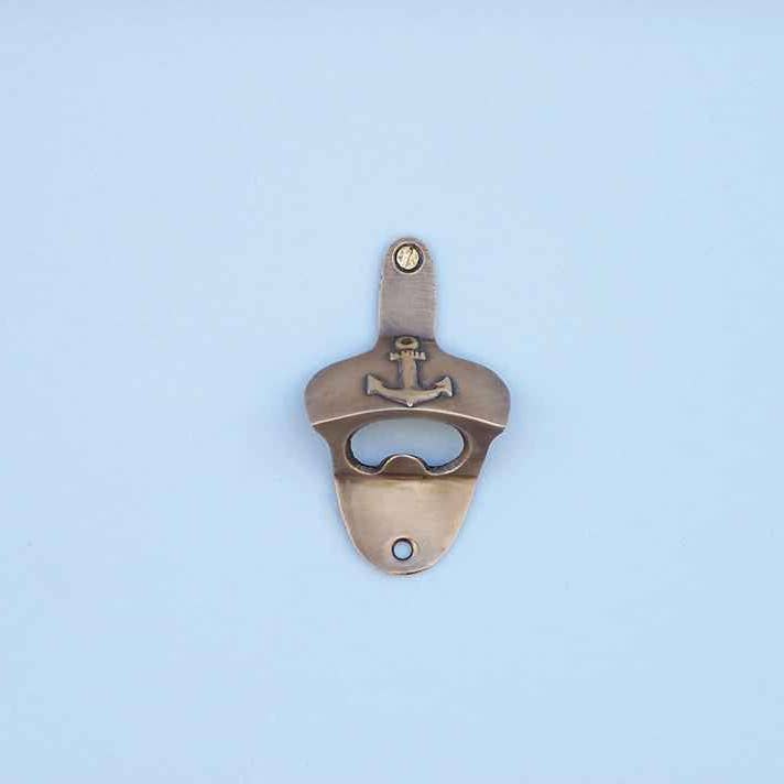 Hampton Nautical - Wholesale Bottle/wine opener - Antique Brass Wall Mounted Anchor Bottle Opener 3"1