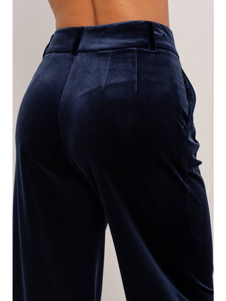 Attentif Paris - Wholesale Pants - Women's - Wide velvet and fluid pants with double button26