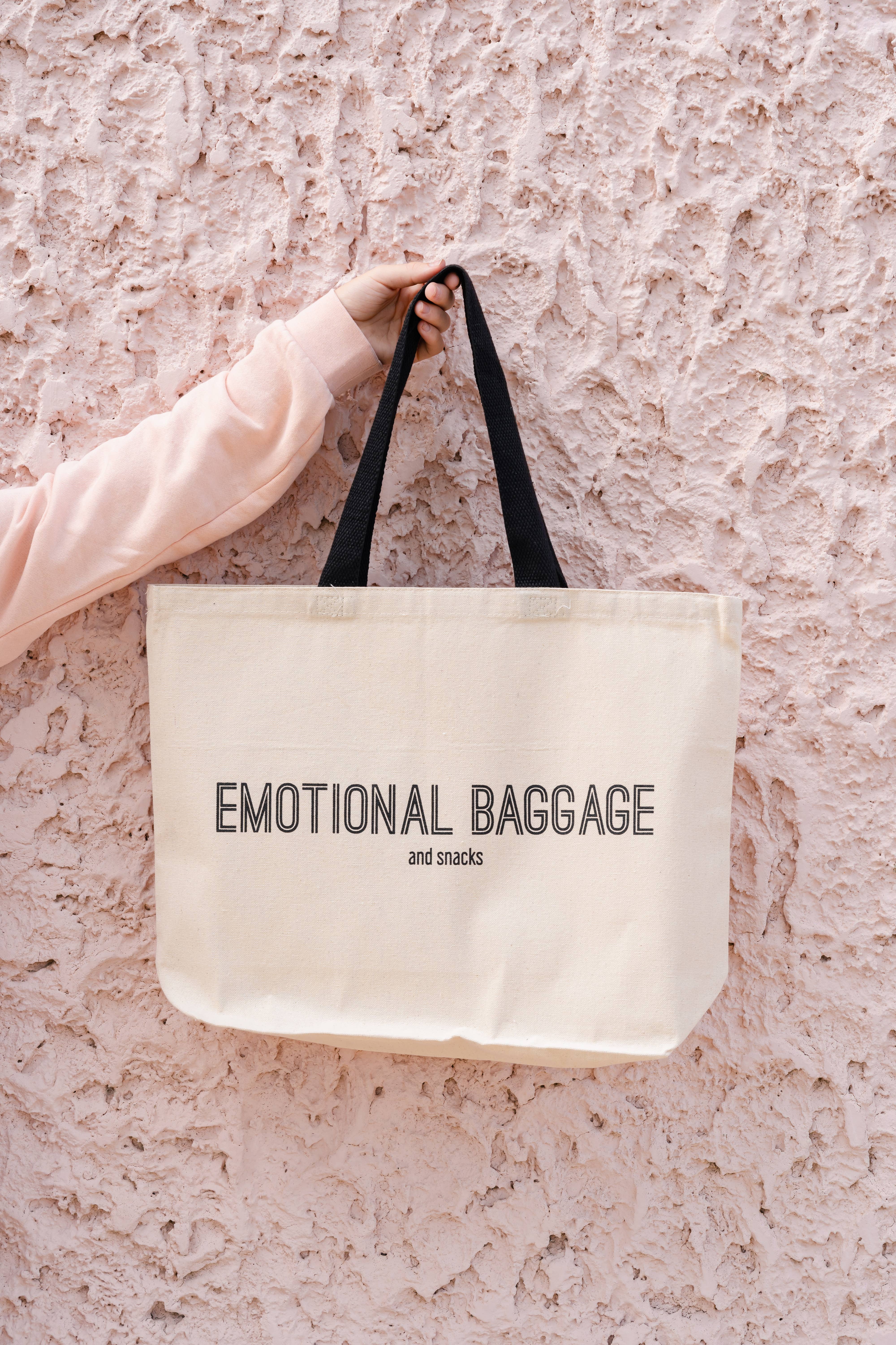SHEWOLF Designs – Großhandel Tragetasche – Damen – Tote: Emotionales Gepäck und Snacks / Lustige psychische Gesundheits-Tasche1