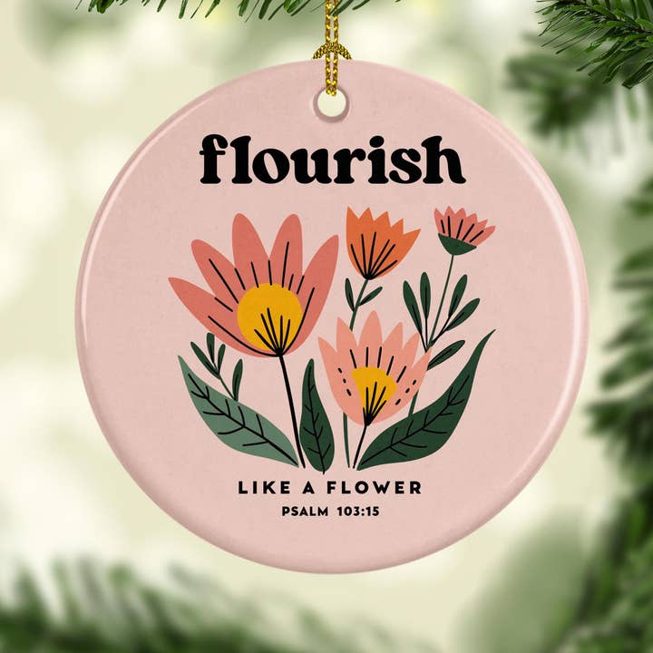 Fiorisci come un fiore Salmo 103 Ornamento con cordoncino dorato per la vendita all'ingrosso da parte di Praise and Gratitude