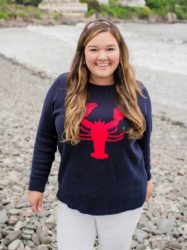 Hadley Sweater - Navy with Red Lobster for wholesale by NAVY JANE