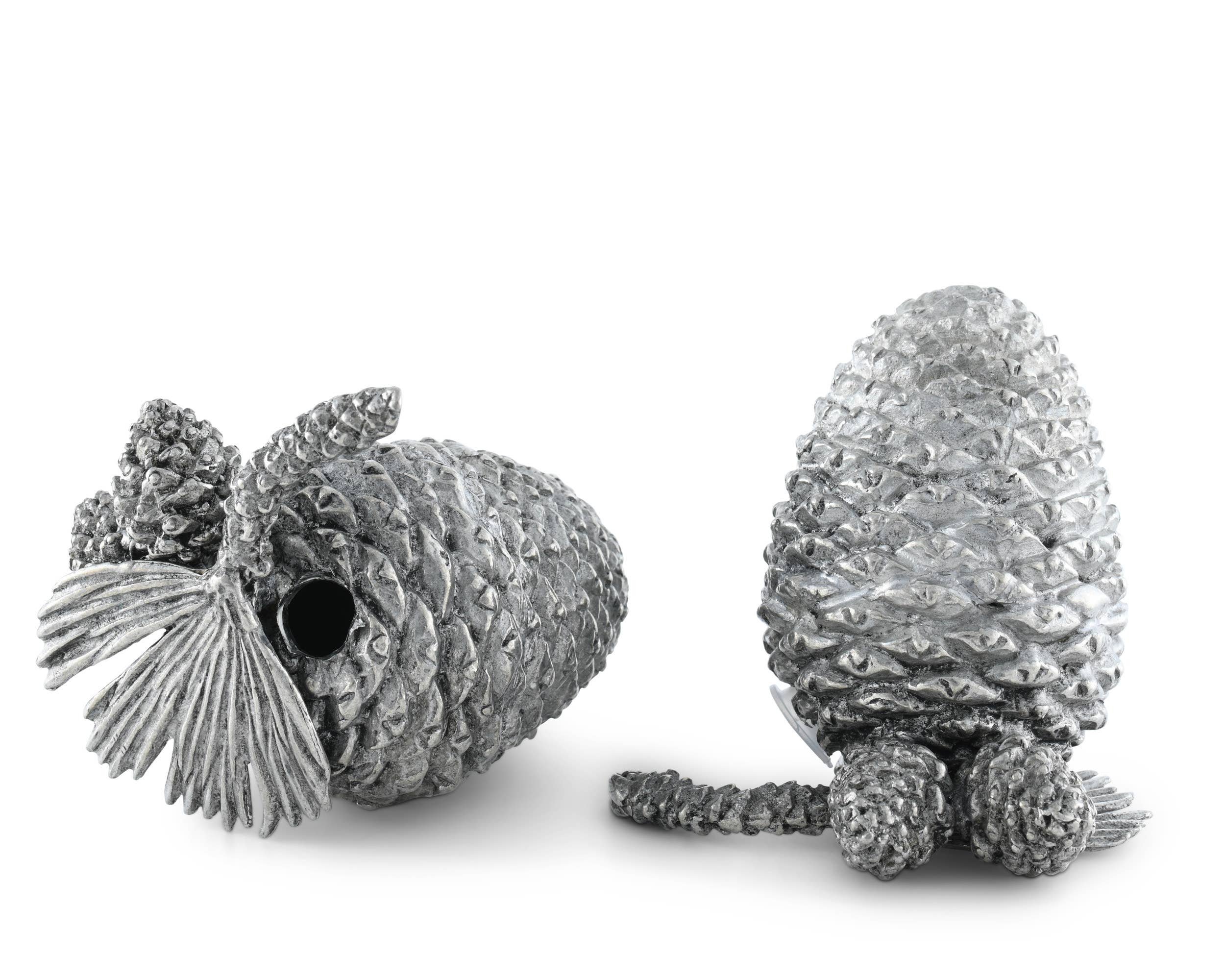Vagabond House - Wholesale Salt & Pepper Shaker Set - Pewter Pine Cones Salt & Pepper Set4