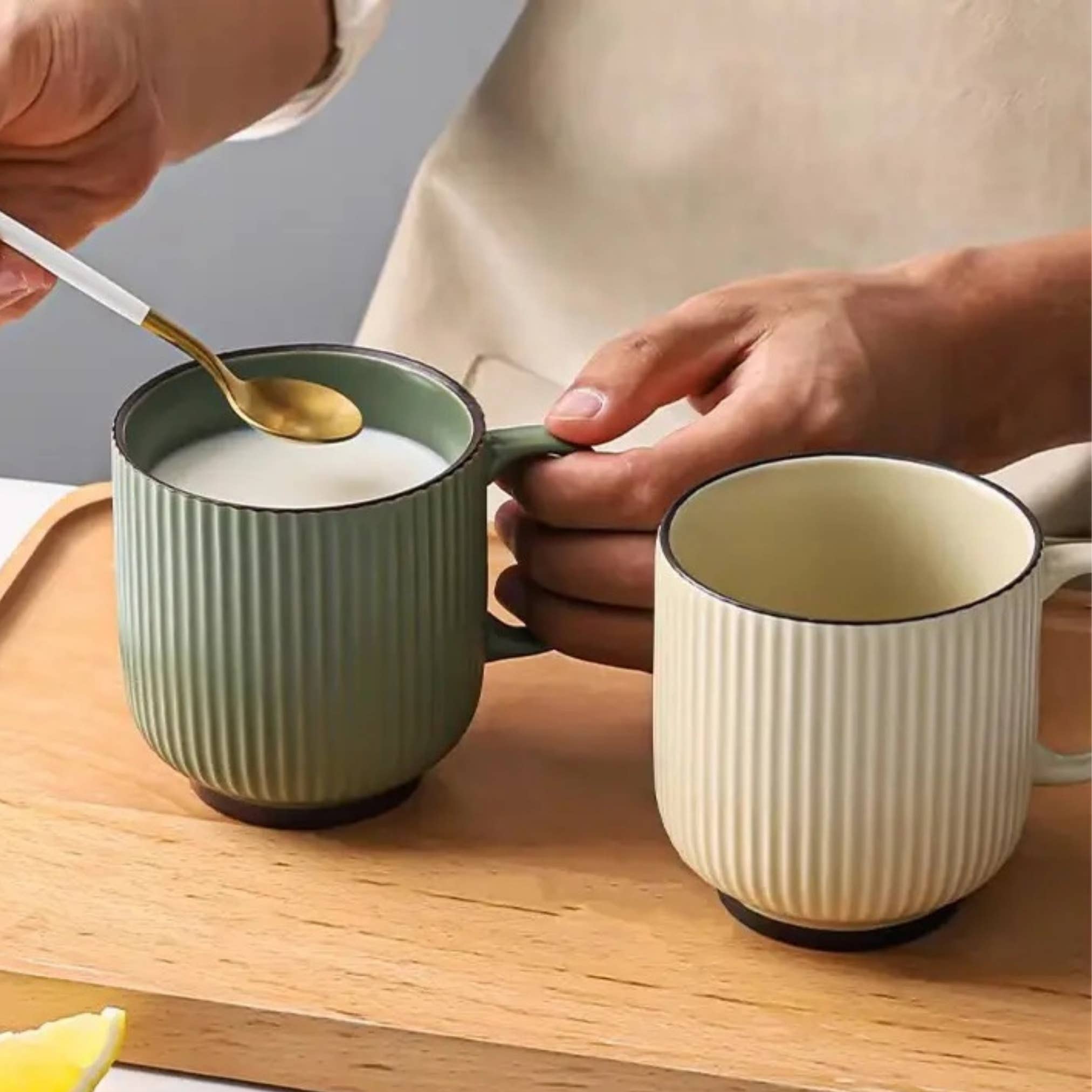 The Arinna Collection LLC - Wholesale Coffee Mug - Coffee Mug with Striped Modern Vintage Nordic Style-12 oz 3