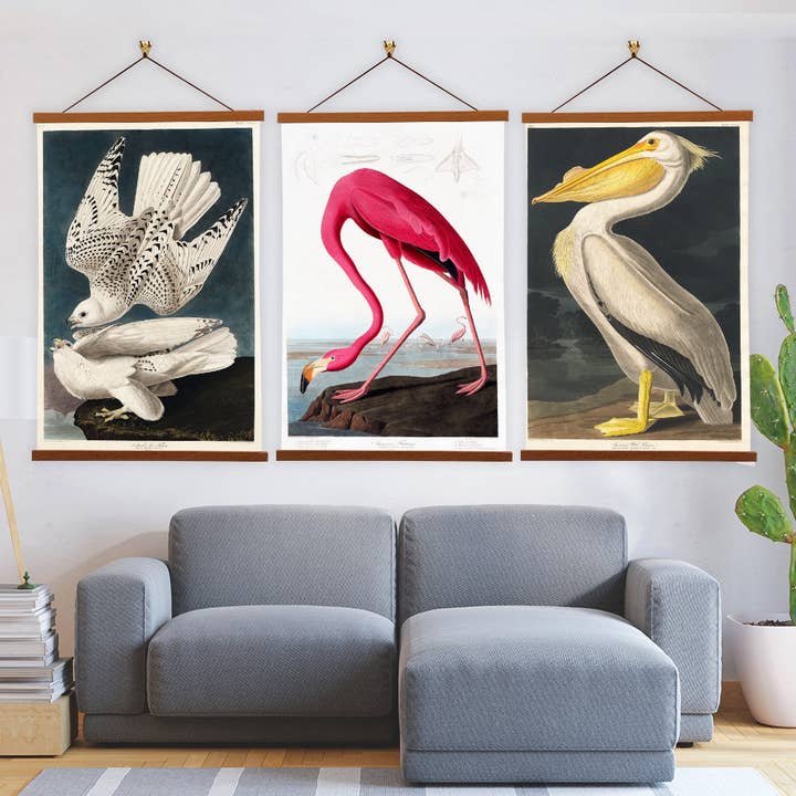 Hooping Crane Wild Turkey and Washington Sea Eagle Wall Art Set of 3 for wholesale by Vintage Banners
