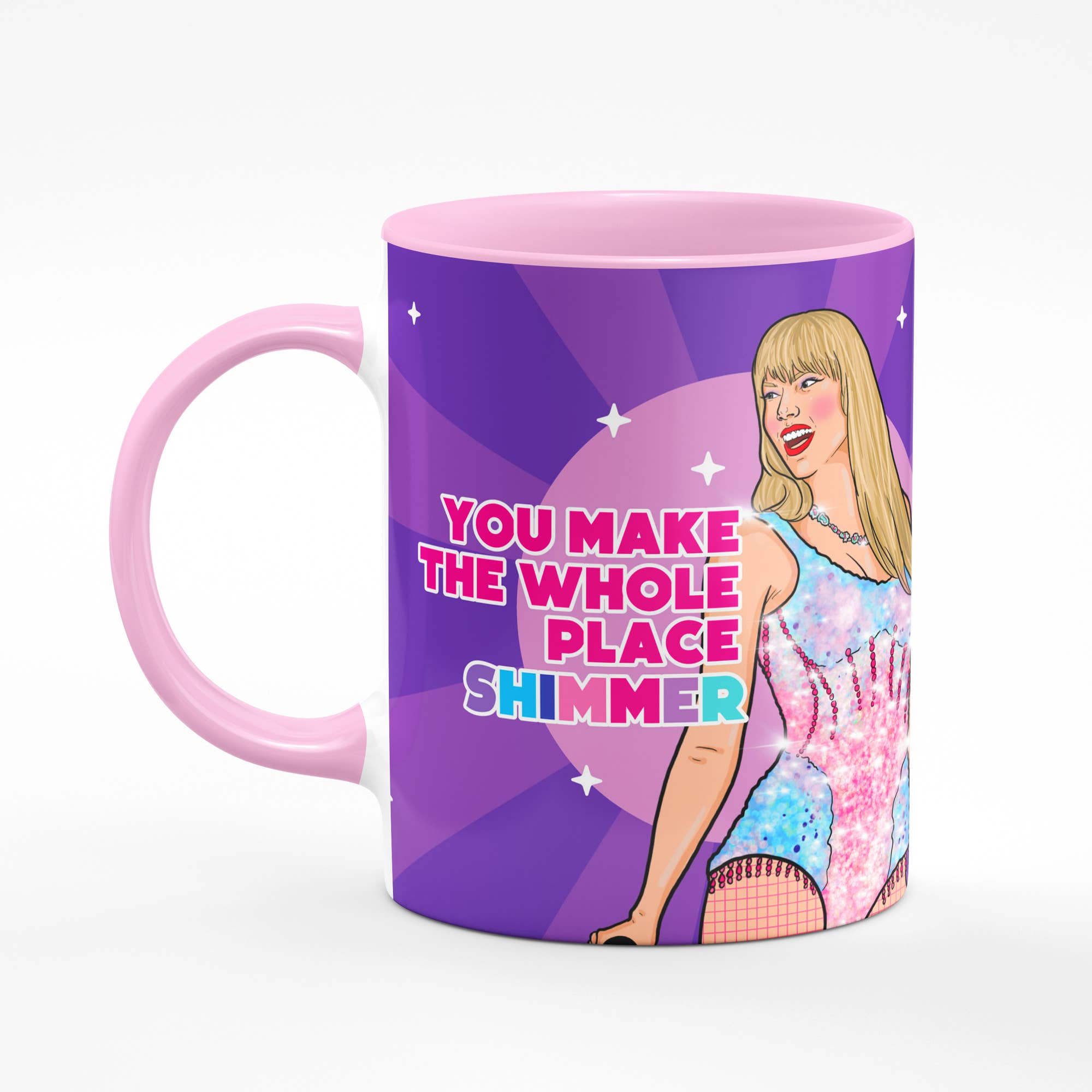 Studio Soph (We Pay Your Import Fees - We Ship DDP) - Wholesale Coffee Mug - Shimmer Taylor Swift Pink Mug